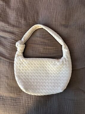 Cream Woven Shoulder Bag